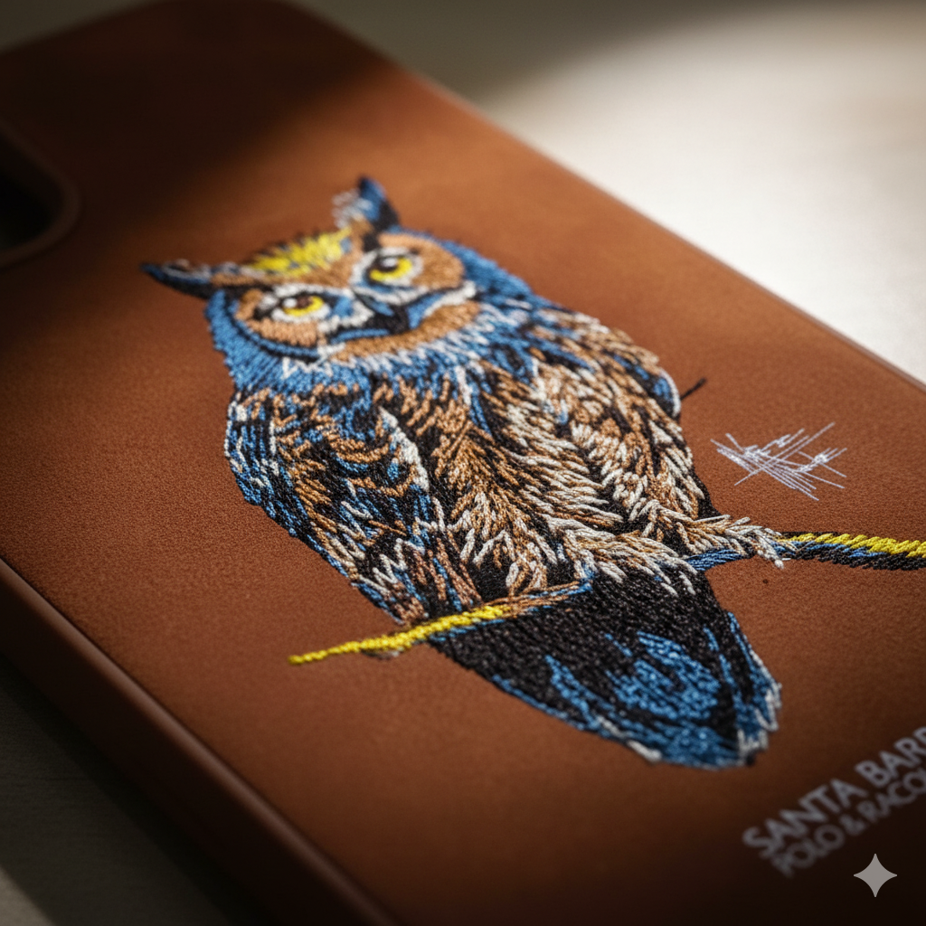 iPhone 11 Luxury Owl Embroidery Case | Brown Silicone Protective Cover
