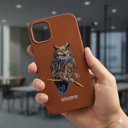iPhone 11 Luxury Owl Embroidery Case | Brown Silicone Protective Cover