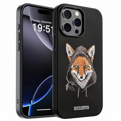 iPhone 16 Pro Luxury Fox Embroidery Case | Shockproof Silicone Cover