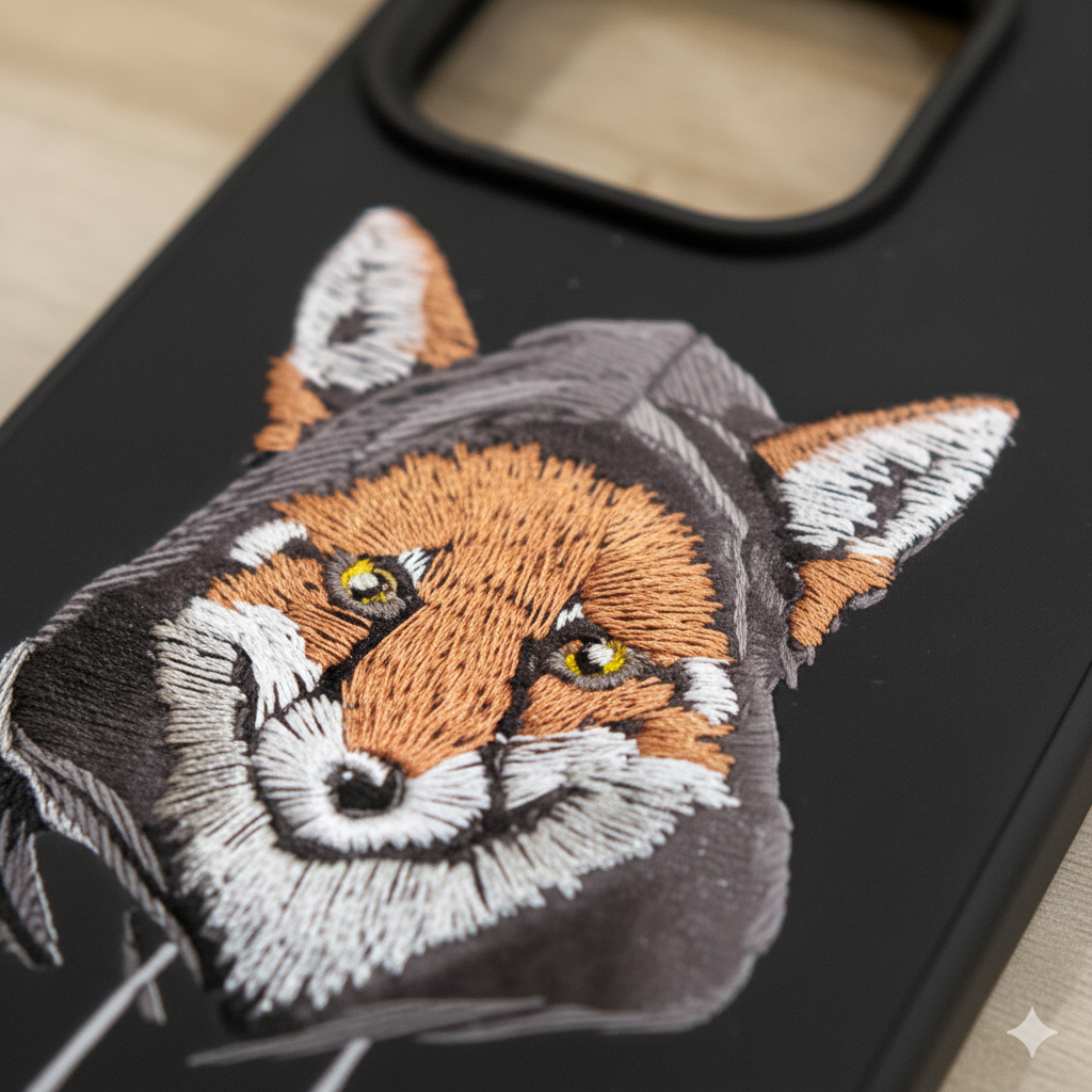iPhone 16 Pro Luxury Fox Embroidery Case | Shockproof Silicone Cover