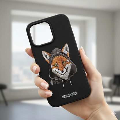 iPhone 16 Pro Luxury Fox Embroidery Case | Shockproof Silicone Cover