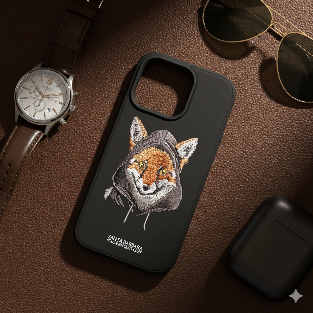 iPhone 16 Pro Luxury Fox Embroidery Case | Shockproof Silicone Cover