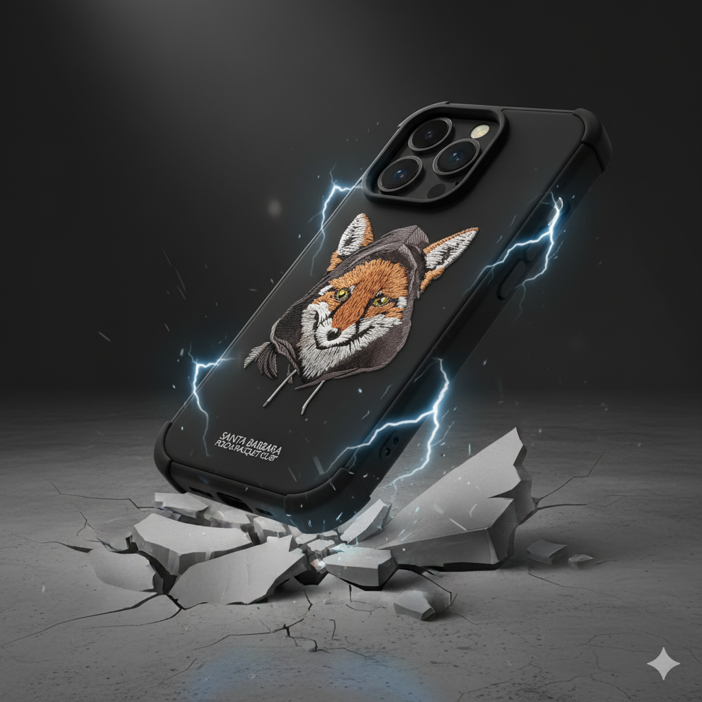 iPhone 16 Pro Luxury Fox Embroidery Case | Shockproof Silicone Cover