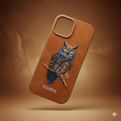 iPhone 15 Designer Embroidered Owl Back Cover – Stylish & Durable Protection