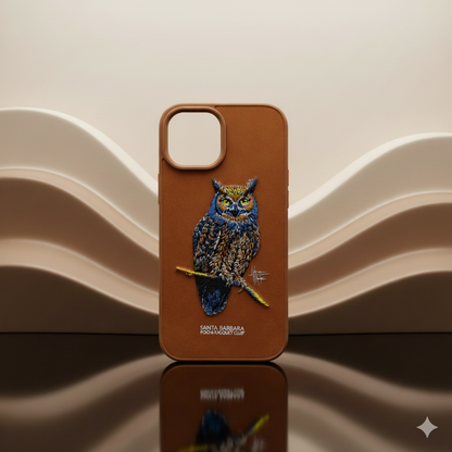 iPhone 15 Designer Embroidered Owl Back Cover – Stylish & Durable Protection