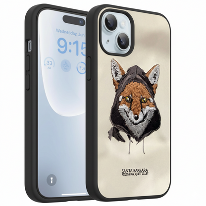 iPhone 15 Designer Case with 3D Embroidered Fox | Soft Silicone Finish