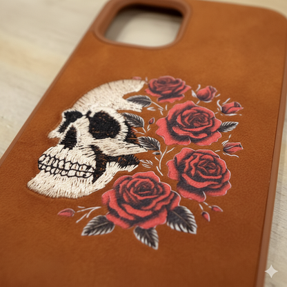 iPhone 11 Pro Elegant Embroidered Skull Design Protective Back Cover