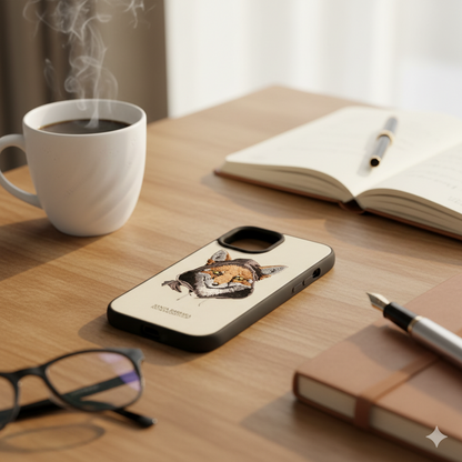 iPhone 15 Designer Case with 3D Embroidered Fox | Soft Silicone Finish
