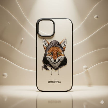 iPhone 15 Designer Case with 3D Embroidered Fox | Soft Silicone Finish