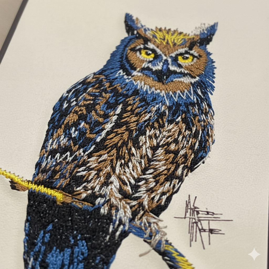 iPhone 11 Pro Luxury Leather Texture Case with Owl Embroidery