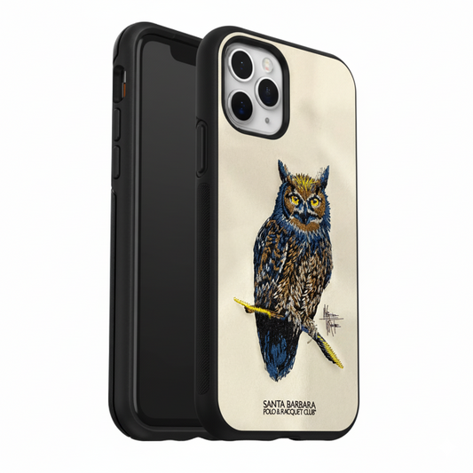 iPhone 11 Pro Luxury Leather Texture Case with Owl Embroidery