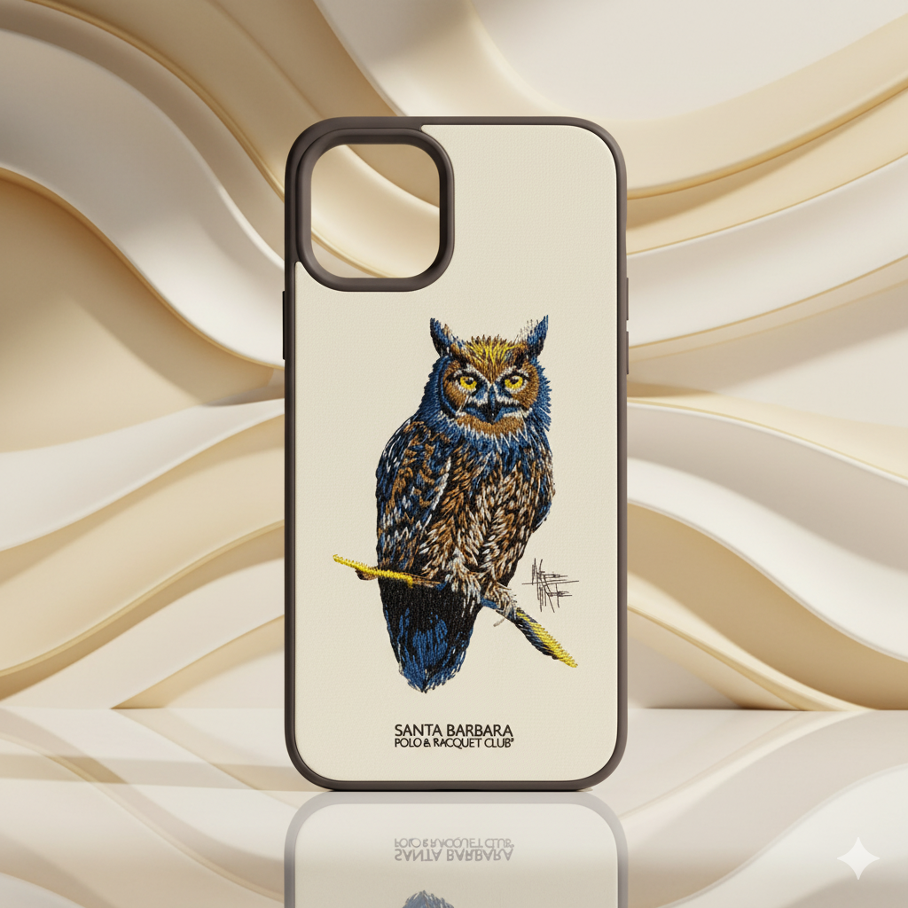 iPhone 11 Pro Luxury Leather Texture Case with Owl Embroidery
