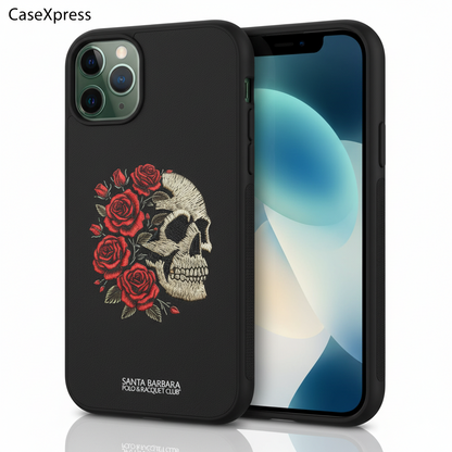 iPhone 11 Pro Premium Skull and Roses Embroidered Case | Shockproof & Stylish Cover