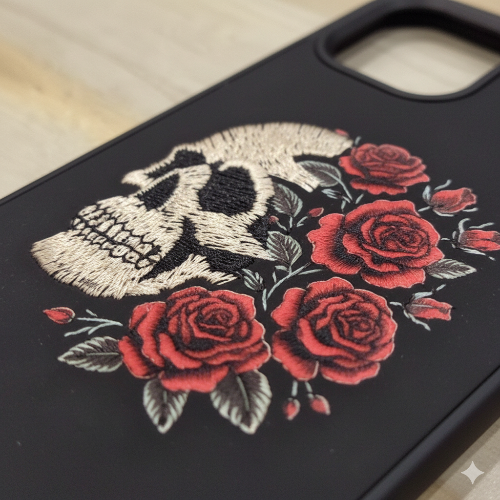 iPhone 11 Pro Premium Skull and Roses Embroidered Case | Shockproof & Stylish Cover