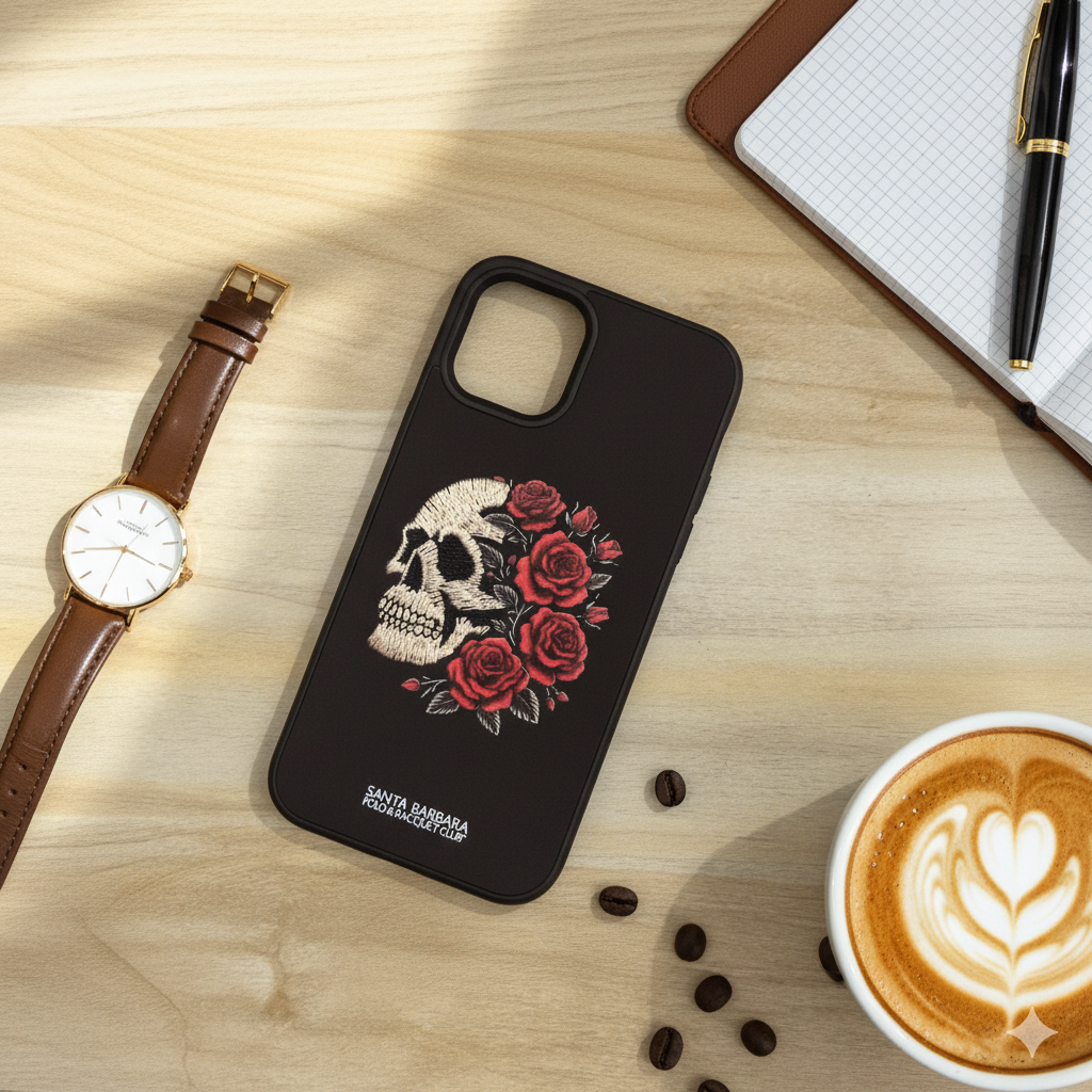 iPhone 11 Pro Premium Skull and Roses Embroidered Case | Shockproof & Stylish Cover
