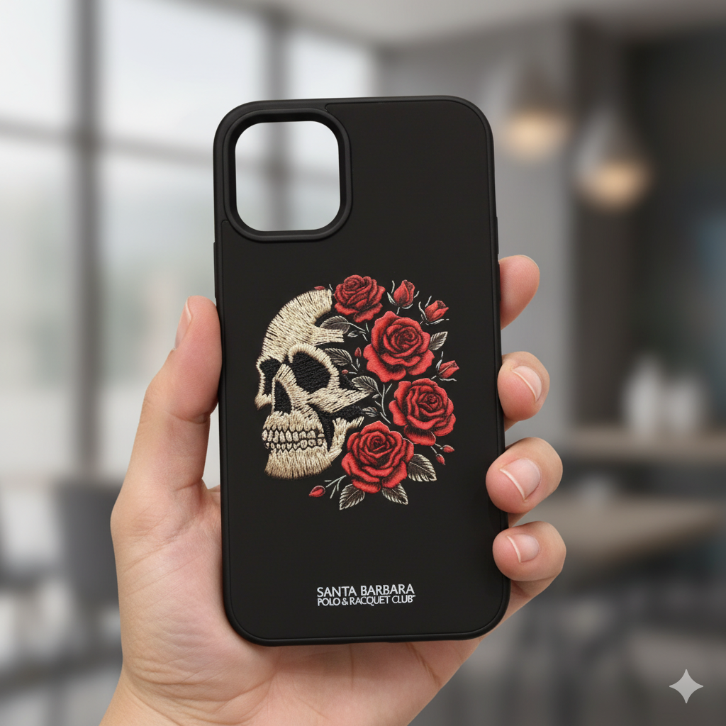 iPhone 11 Pro Premium Skull and Roses Embroidered Case | Shockproof & Stylish Cover