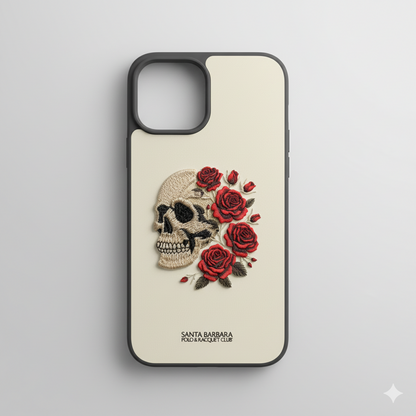 iPhone 14 Pro Max Designer Case with Skull and Roses – Shockproof Leather Cover