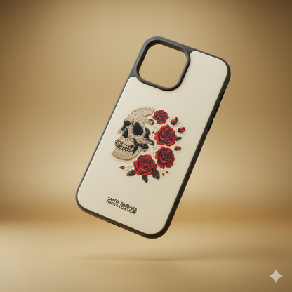 iPhone 14 Pro Max Designer Case with Skull and Roses – Shockproof Leather Cover