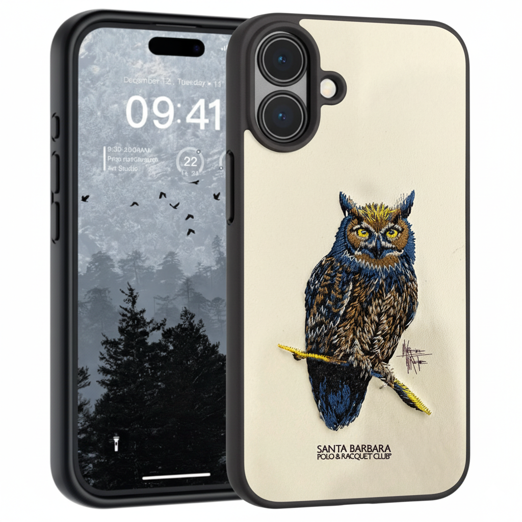 iPhone 16 Plus Designer Embroidered Owl Back Cover– Premium Protection