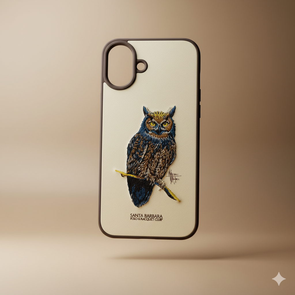 iPhone 16 Plus Designer Embroidered Owl Back Cover– Premium Protection