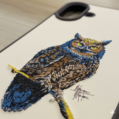 iPhone 16 Plus Designer Embroidered Owl Back Cover– Premium Protection