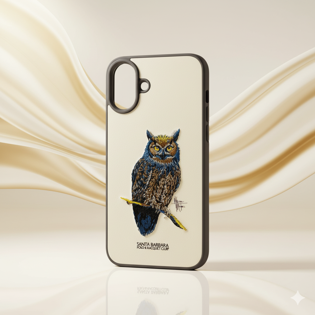 iPhone 16 Plus Designer Embroidered Owl Back Cover– Premium Protection