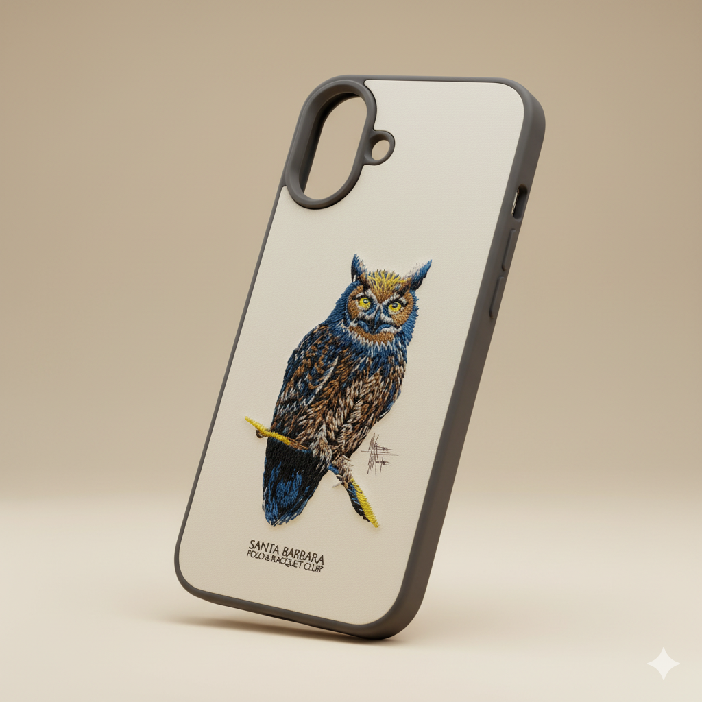 iPhone 16 Plus Designer Embroidered Owl Back Cover– Premium Protection
