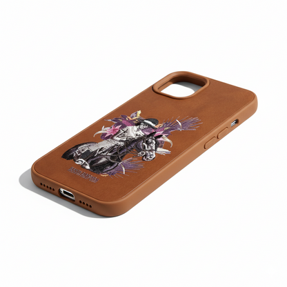 iPhone 15 Plus Premium Embroidered Horse Rider Back Cover – Luxury Leather Finish Case