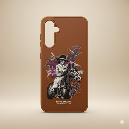 Samsung S23 FE Brown Leather Case – Premium Embroidered Horse Rider Design