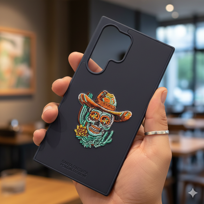 Samsung S25 Ultra Embroidered Skull Edition Case – Luxury Back Cover for Men & Women