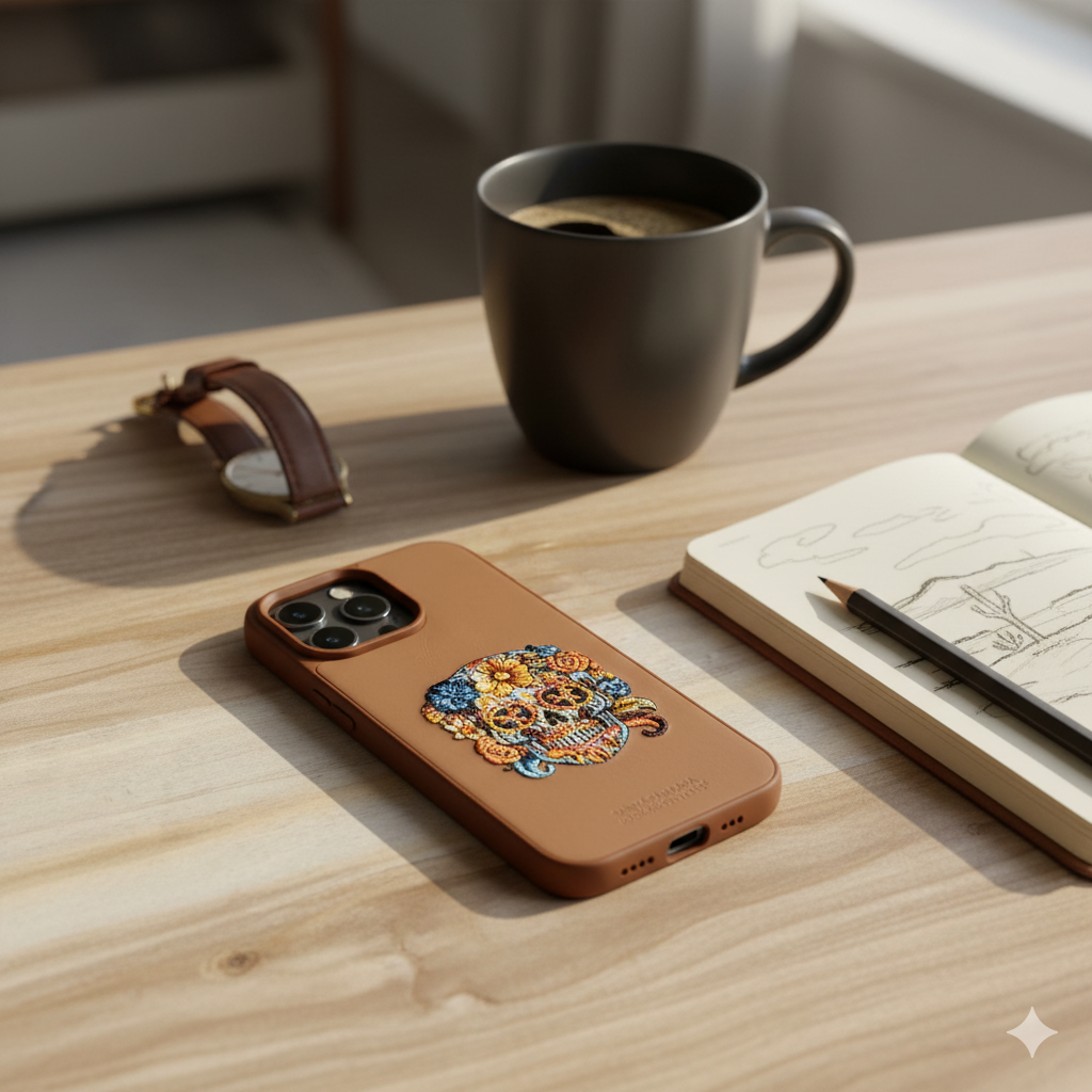 iPhone 14 Pro Max Artistic Floral Skull Back Cover – Elegant & Protective Case