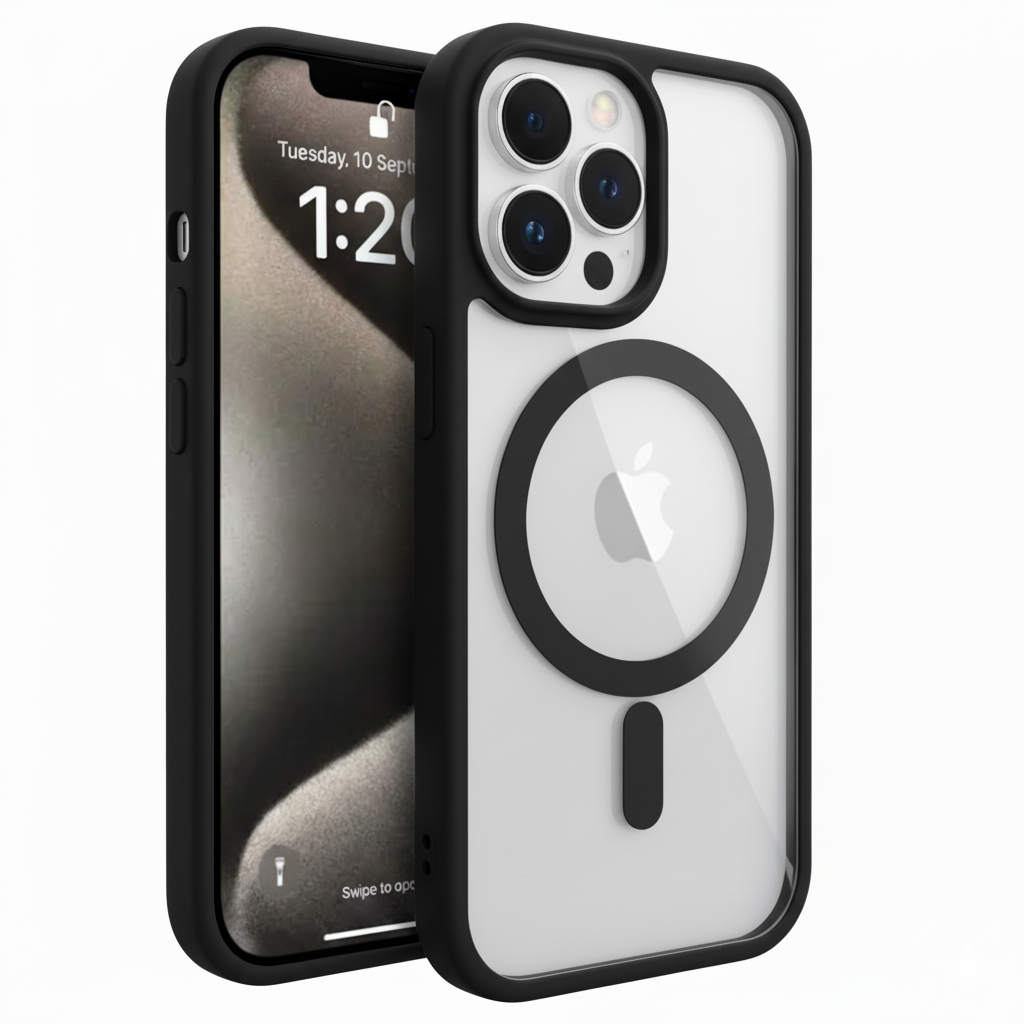 iPhone 15 Pro Clear MagSafe Back Cover – Transparent Shockproof Protective Case
