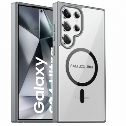 Samsung S23 Ultra Clear MagSafe Back Cover – Transparent Shockproof Protective Case (Black | Blue | Brown)