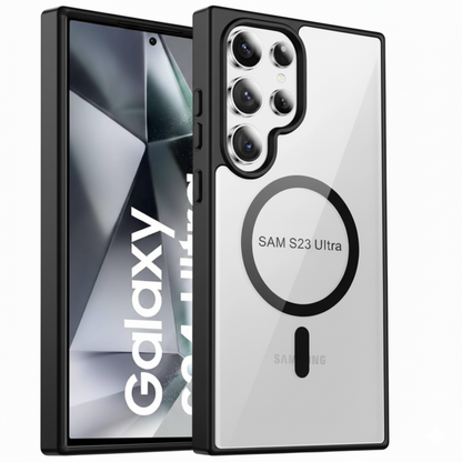 Samsung S23 Ultra Clear MagSafe Back Cover – Transparent Shockproof Protective Case (Black | Blue | Brown)