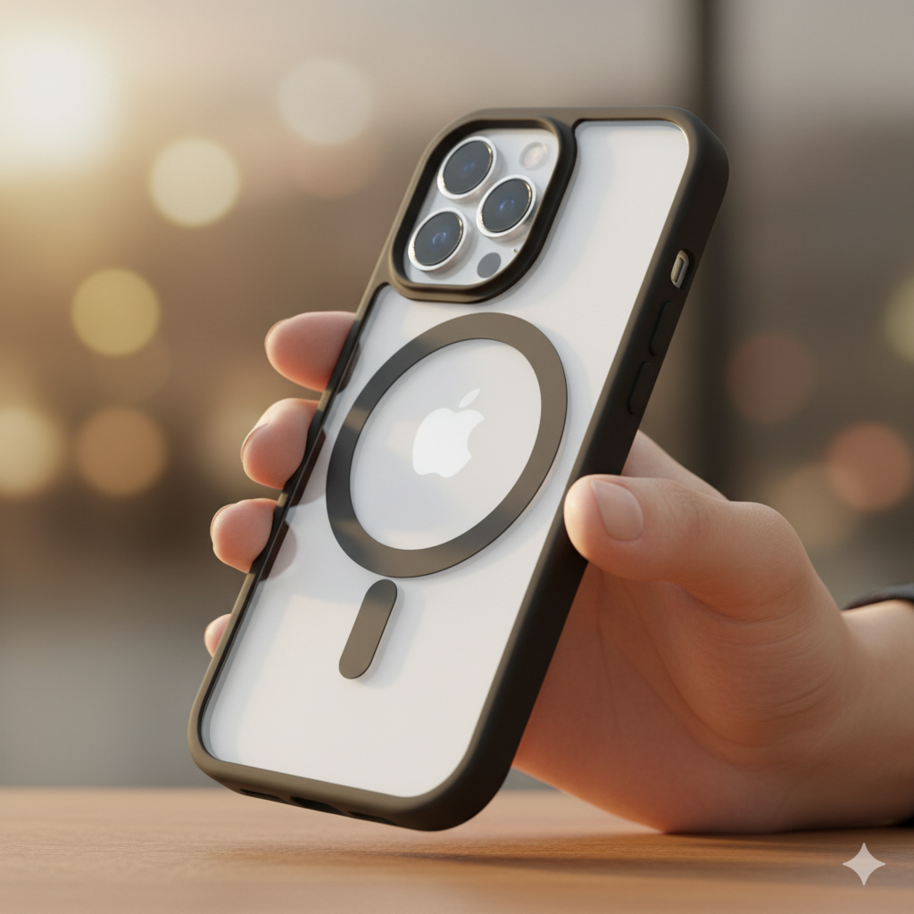 iPhone 16 Pro Max Clear MagSafe Back Cover – Transparent Shockproof Protective Case (Black | Grey | Brown)