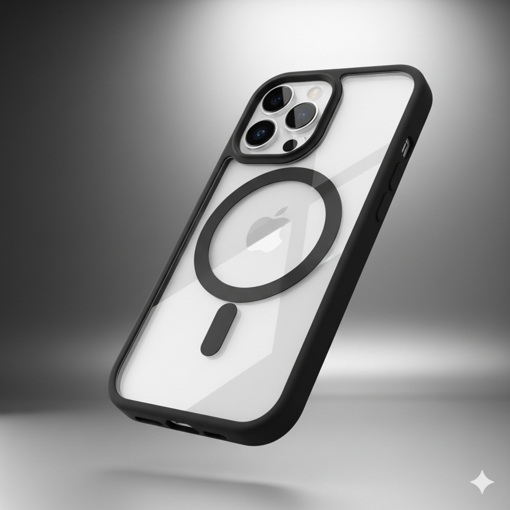 iPhone 16 Pro Max Clear MagSafe Back Cover – Transparent Shockproof Protective Case (Black | Grey | Brown)