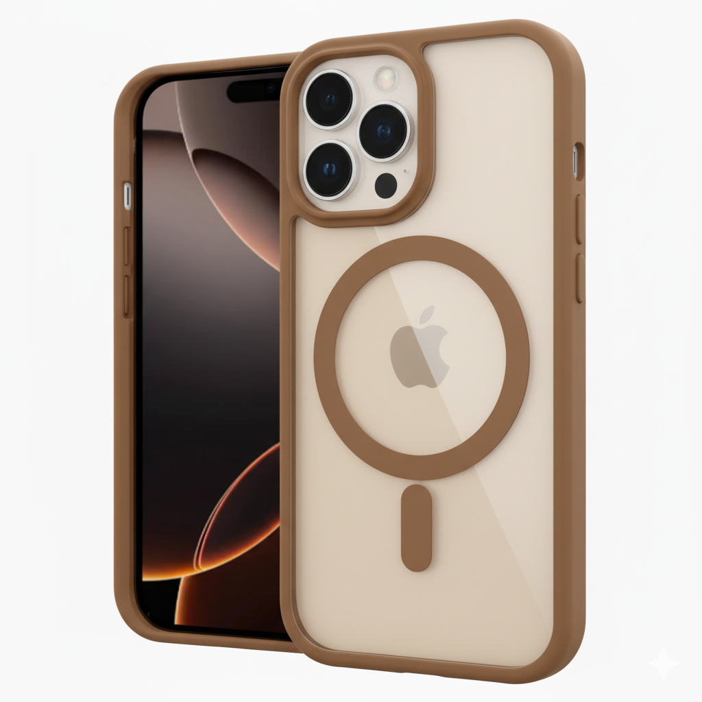 iPhone 16 Pro Max Clear MagSafe Back Cover – Transparent Shockproof Protective Case (Black | Grey | Brown)