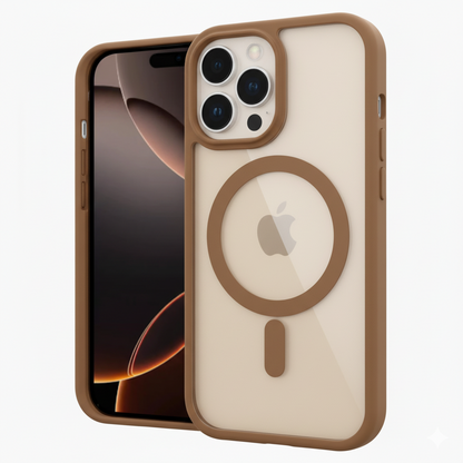 iPhone 16 Pro Max Clear MagSafe Back Cover – Transparent Shockproof Protective Case (Black | Grey | Brown)