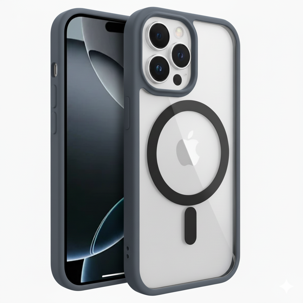 iPhone 16 Pro Max Clear MagSafe Back Cover – Transparent Shockproof Protective Case (Black | Grey | Brown)