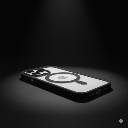 iPhone 16 Pro Max Clear MagSafe Back Cover – Transparent Shockproof Protective Case (Black | Grey | Brown)