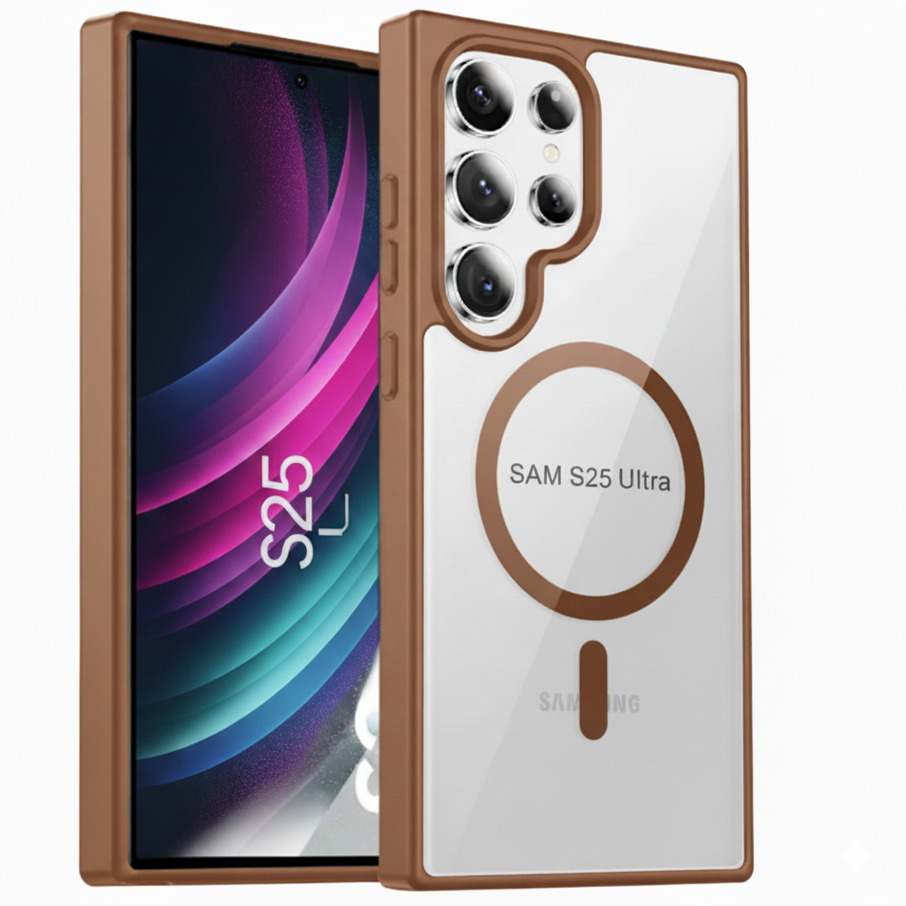 Samsung Galaxy S25 Ultra Clear MagSafe Back Cover – Transparent Shockproof Protective Case (Black | Blue | Brown)