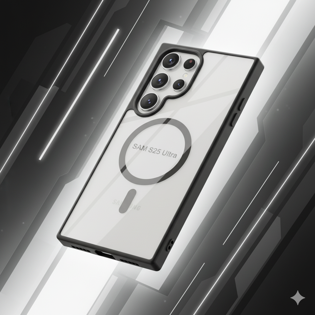 Samsung Galaxy S25 Ultra Clear MagSafe Back Cover – Transparent Shockproof Protective Case (Black | Blue | Brown)