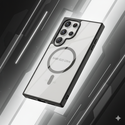 Samsung Galaxy S25 Ultra Clear MagSafe Back Cover – Transparent Shockproof Protective Case (Black | Blue | Brown)