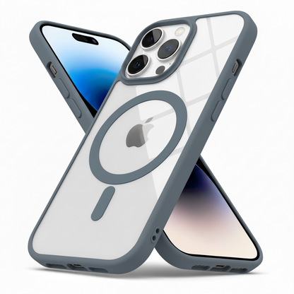 iPhone 14 Pro Clear MagSafe Back Cover – Transparent Shockproof Protective Case (Black | Grey | Brown)