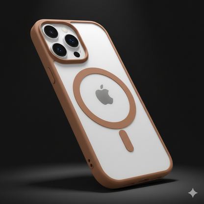 iPhone 14 Pro Clear MagSafe Back Cover – Transparent Shockproof Protective Case (Black | Grey | Brown)