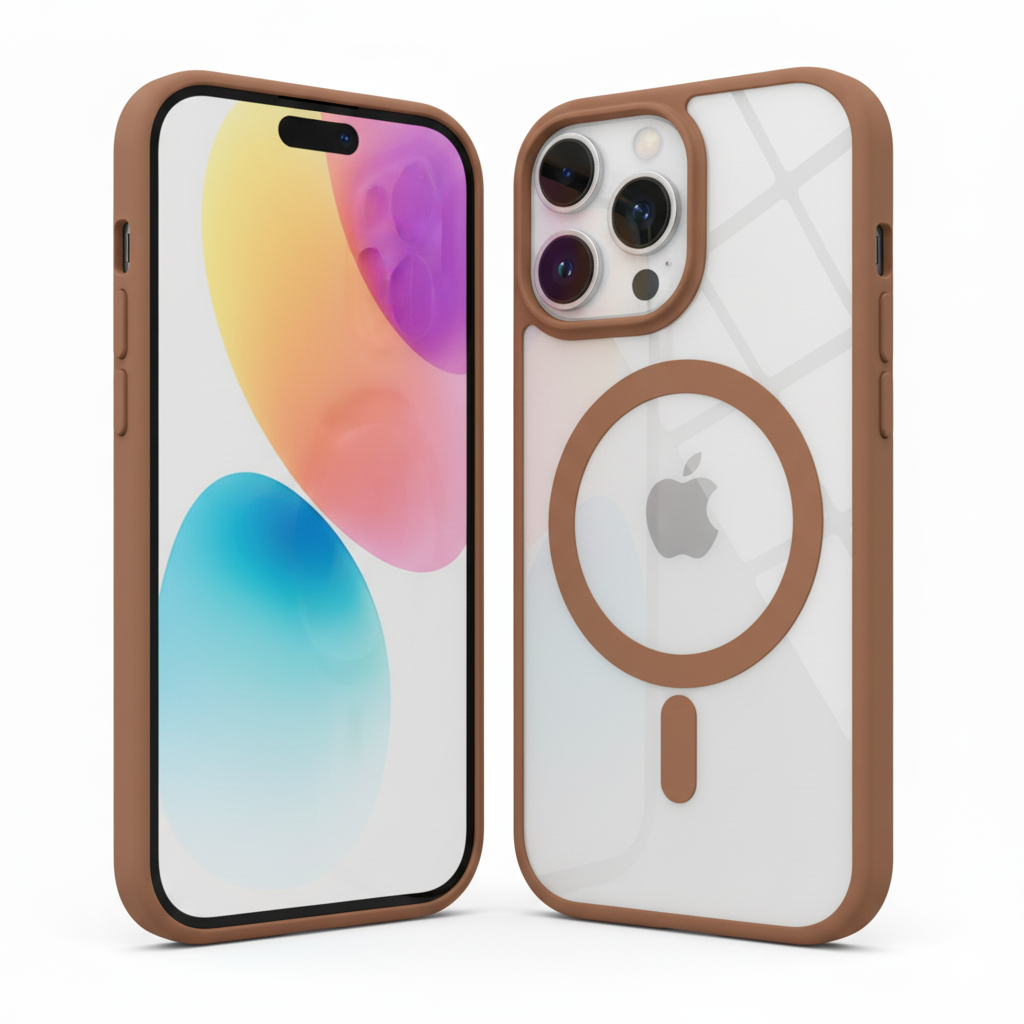 iPhone 14 Pro Clear MagSafe Back Cover – Transparent Shockproof Protective Case (Black | Grey | Brown)