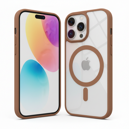 iPhone 14 Pro Clear MagSafe Back Cover – Transparent Shockproof Protective Case (Black | Grey | Brown)