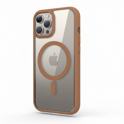 iPhone 15 Pro Max Clear MagSafe Back Cover – Transparent Shockproof Protective Case (Black | Grey | Brown)
