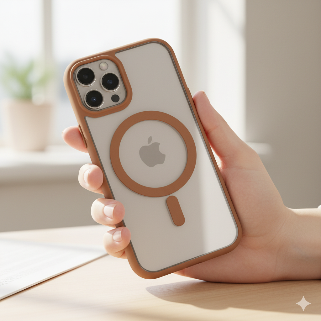 iPhone 15 Pro Max Clear MagSafe Back Cover – Transparent Shockproof Protective Case (Black | Grey | Brown)