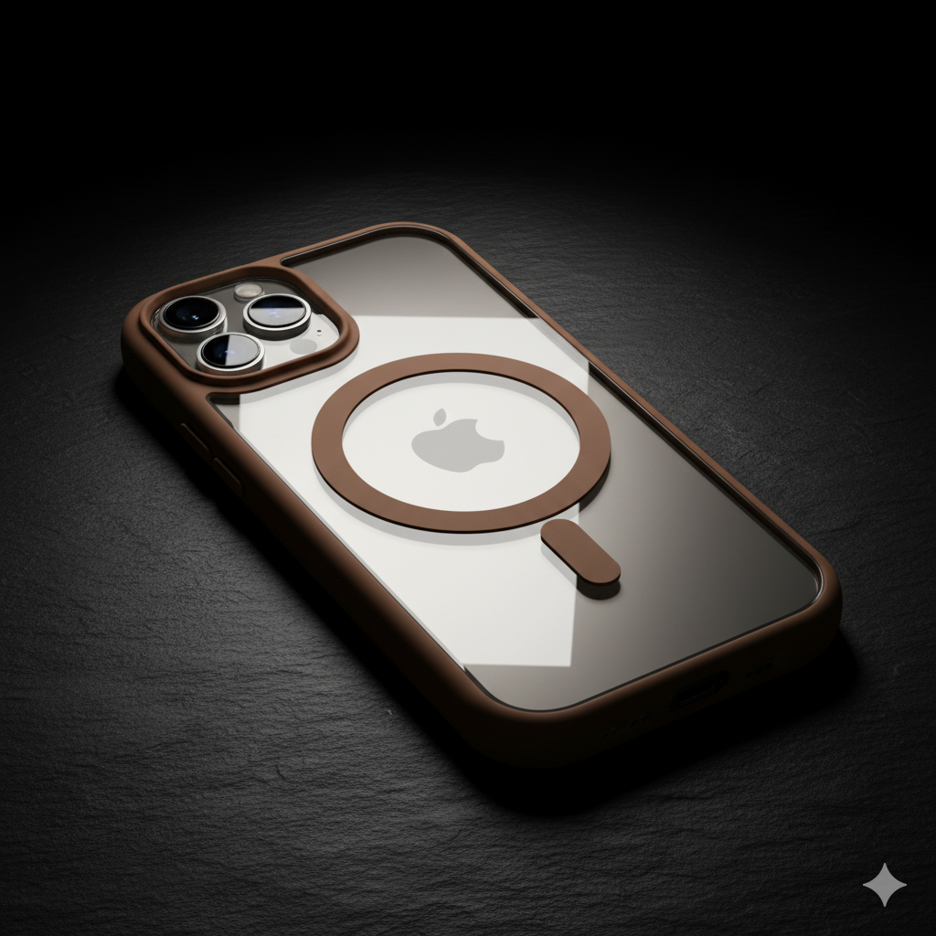 iPhone 15 Pro Max Clear MagSafe Back Cover – Transparent Shockproof Protective Case (Black | Grey | Brown)